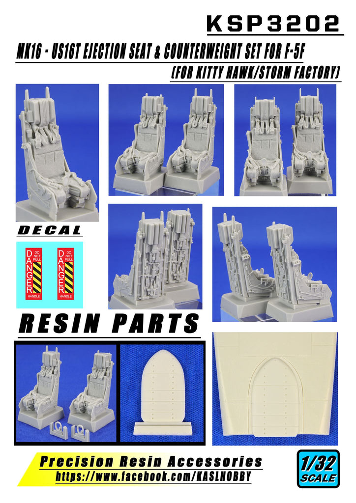 KASL 1/32 MK16 US16T Ejection Seat for F-5F Twin seat w/ Counterweight set