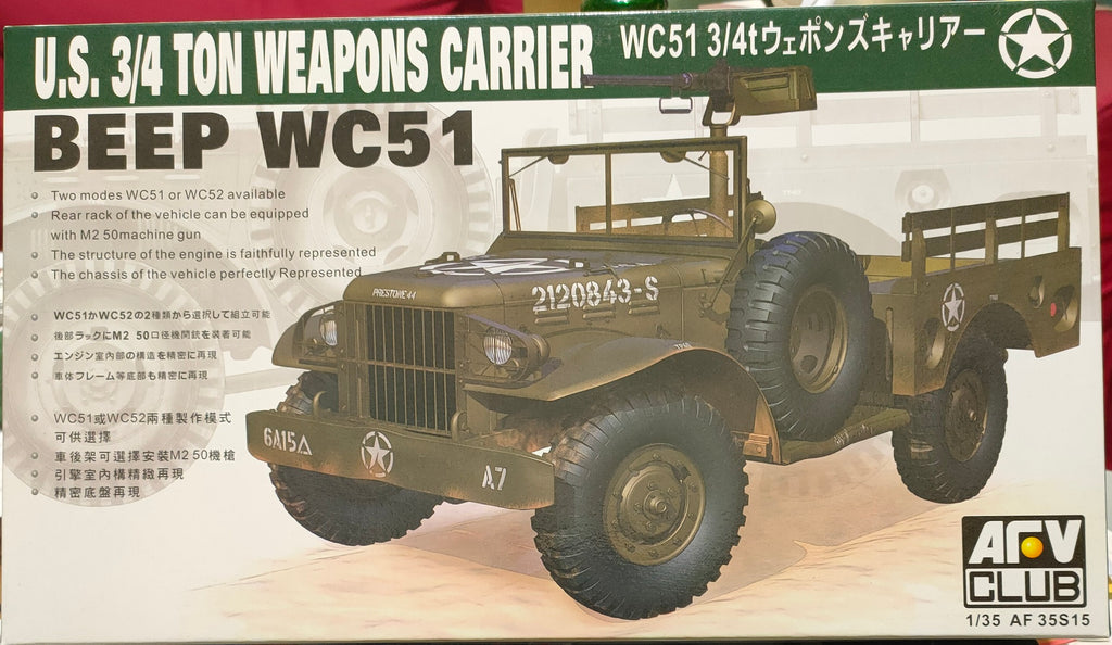 AFV Club 1/35 U.S. 3/4 ton weapons carrier WC51 BEEP Truck