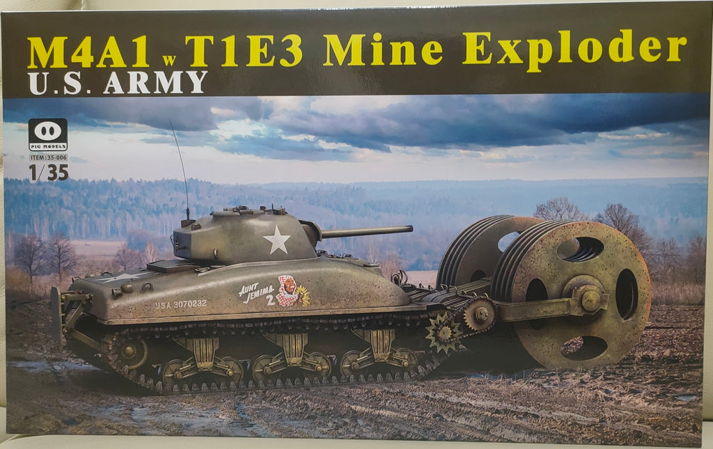 PIG MODELS 1/35 WWII U.S M4A1 Sherman w/ T1E3 Roller Mine Exploder