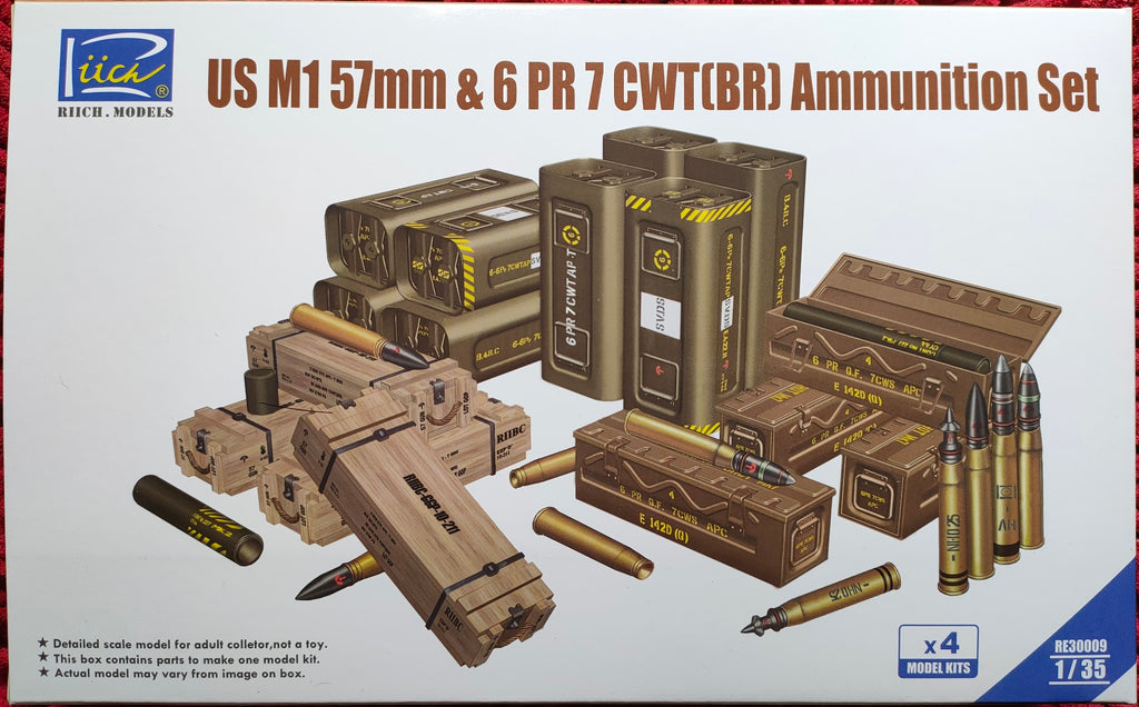 Riich models 1/35 US M1 57mm & 6PR 7cwt (BR) Ammunition Set