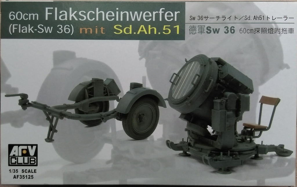 AFV CLUB 1/35 German Searchlights 60cm Flakscheinwerfer Flak-sw 36 mit Sd.Ah.51