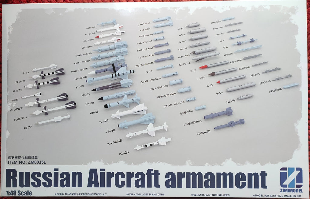 ZIMI Model 1/48 Russian Aircraft armament AA missile Bomb