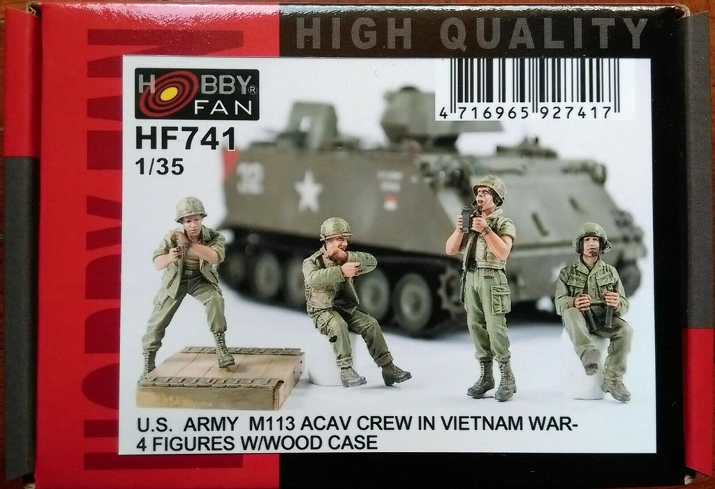 hobby fan 1/35 U.S Army M113 ACAV crew in Vietnam war 4 figures w/ wooden base